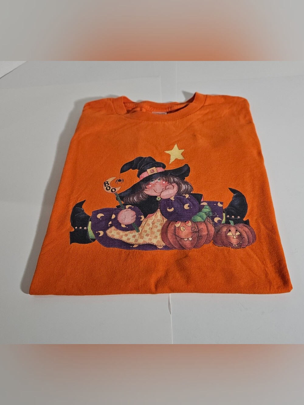 Vintage Y2K Halloween Witch T-Shirt 3XL Orange Delta Pro Weight